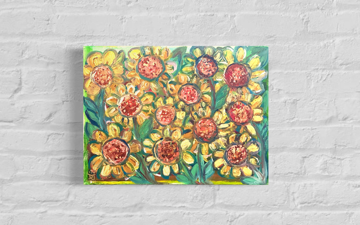 "Roadside Sunflowers" original oil painting by Dom Johnson