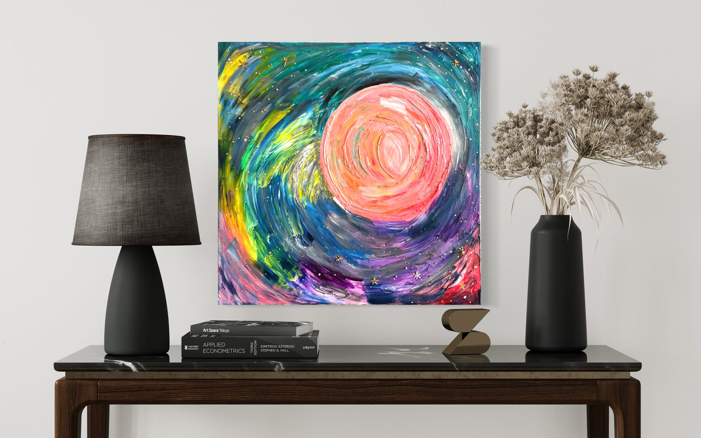 "Super Moon" original mixed media artwork by Dom Johnson