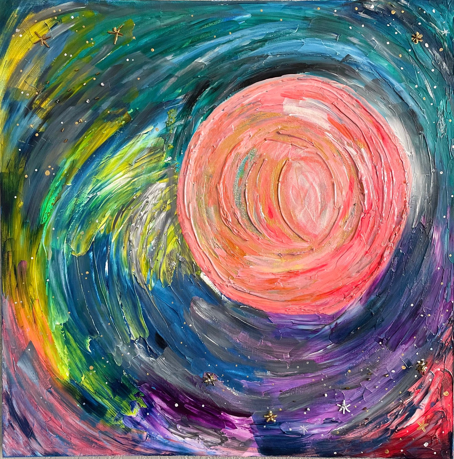 "Super Moon" original mixed media artwork by Dom Johnson