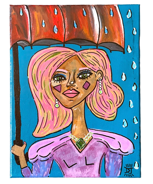 "Rain show attire" original painting by Dom Johnson